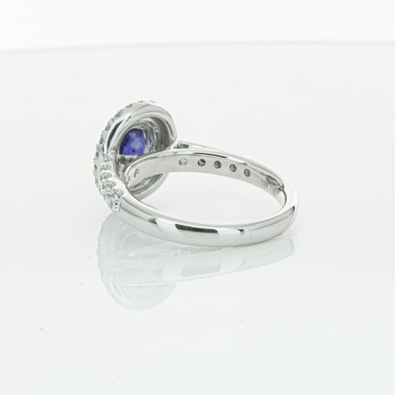 18ct White Gold 1.19ct Sapphire & Diamond Rosa Ring-Ring-Walker & Hall