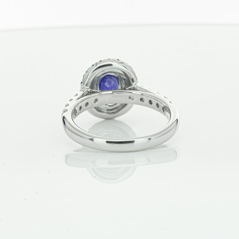 18ct White Gold 1.19ct Sapphire & Diamond Rosa Ring-Ring-Walker & Hall