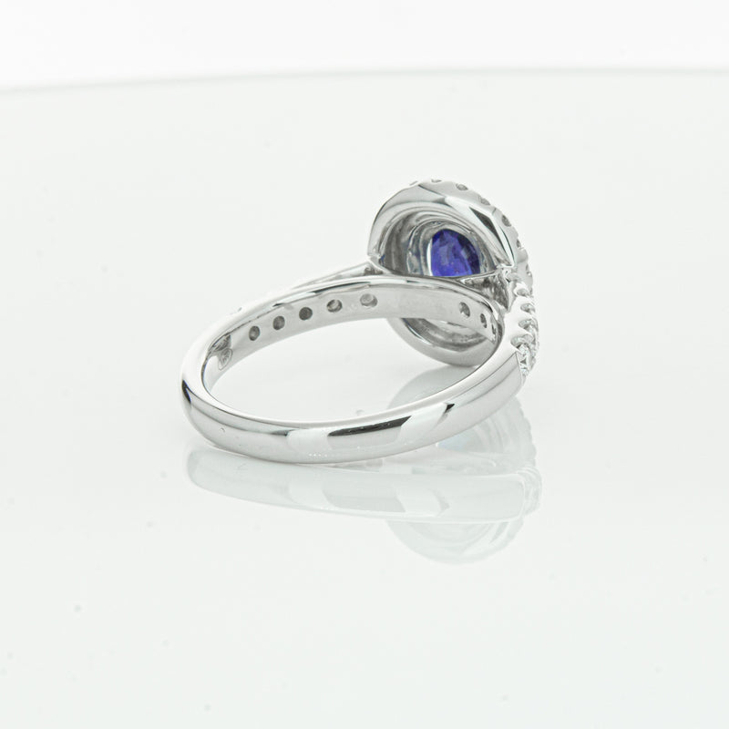 18ct White Gold 1.19ct Sapphire & Diamond Rosa Ring-Ring-Walker & Hall