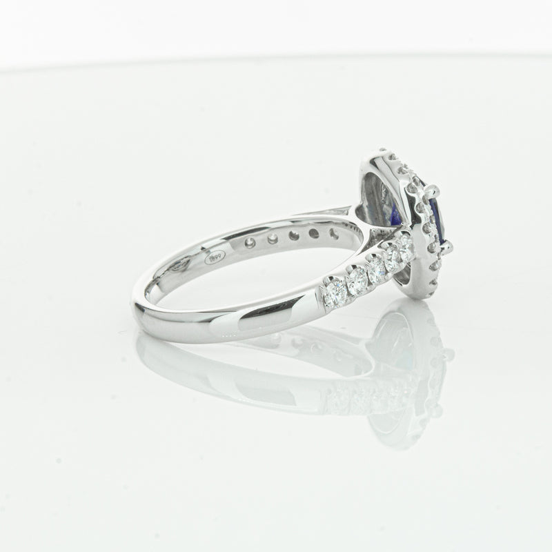 18ct White Gold 1.19ct Sapphire & Diamond Rosa Ring-Ring-Walker & Hall