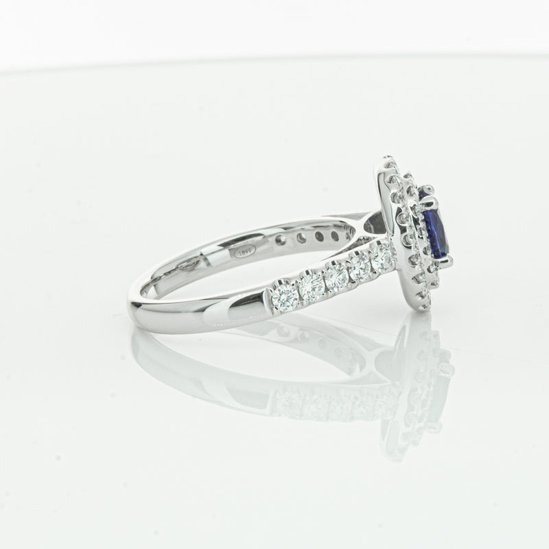 18ct White Gold 1.19ct Sapphire & Diamond Rosa Ring-Ring-Walker & Hall