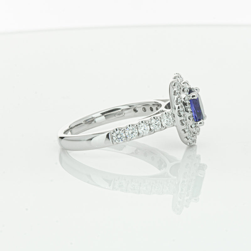 18ct White Gold 1.19ct Sapphire & Diamond Rosa Ring-Ring-Walker & Hall