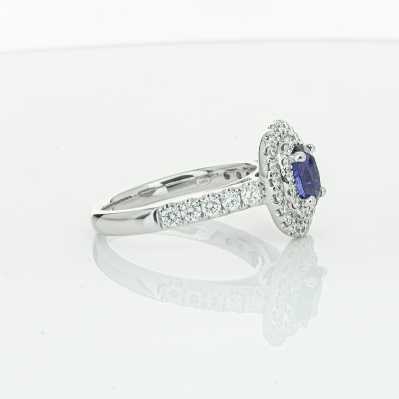 18ct White Gold 1.19ct Sapphire & Diamond Rosa Ring-Ring-Walker & Hall