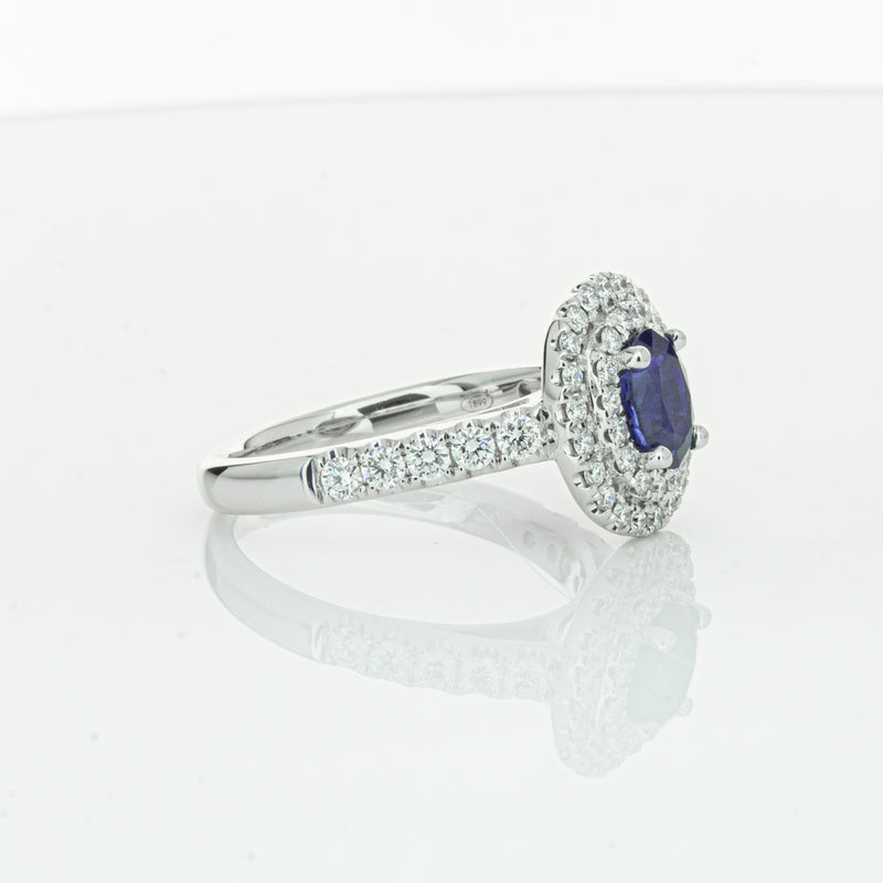 18ct White Gold 1.19ct Sapphire & Diamond Rosa Ring-Ring-Walker & Hall