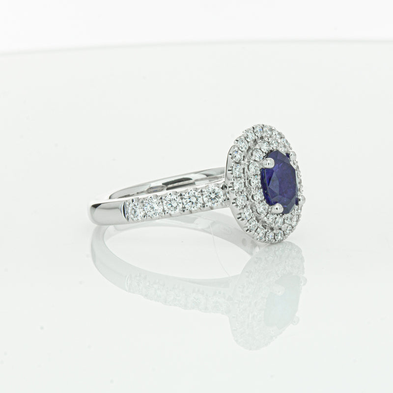 18ct White Gold 1.19ct Sapphire & Diamond Rosa Ring-Ring-Walker & Hall