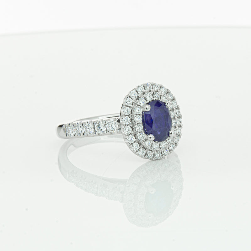 18ct White Gold 1.19ct Sapphire & Diamond Rosa Ring-Ring-Walker & Hall