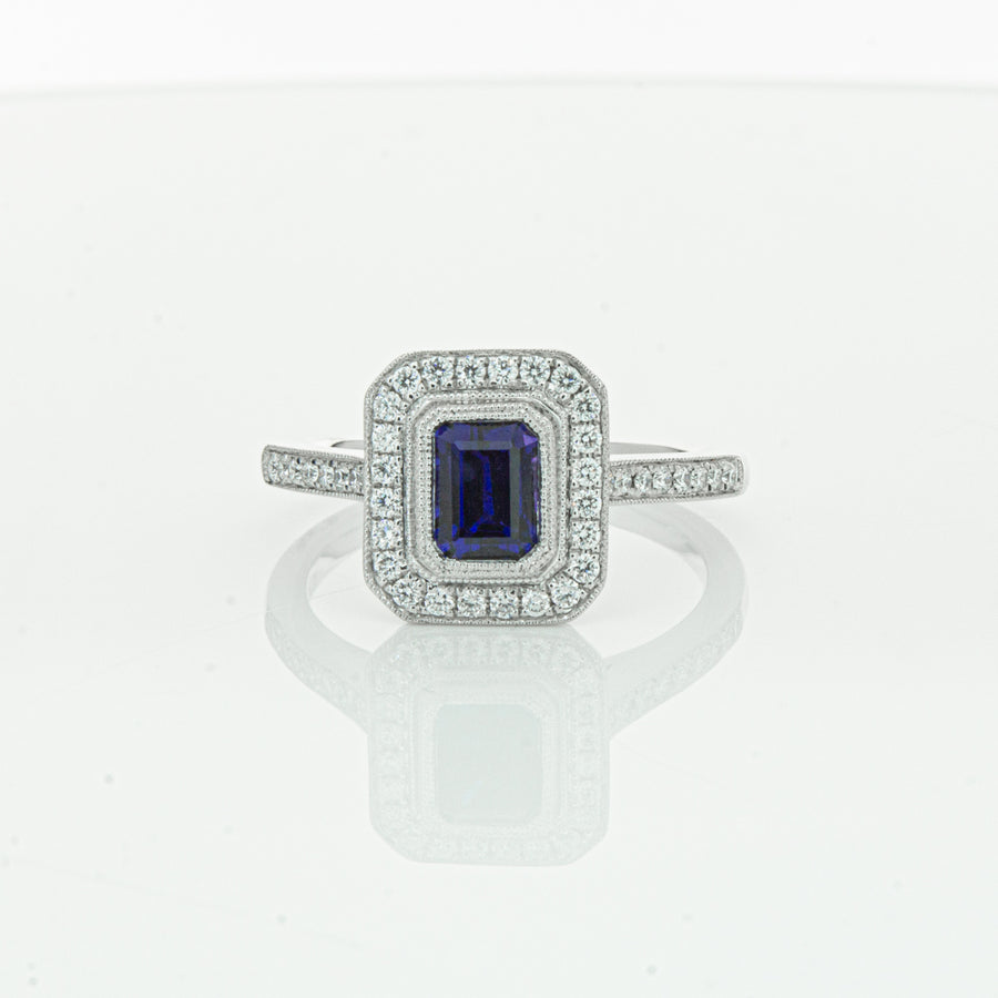 18ct White Gold Sapphire & Diamond Ring-Ring-Walker & Hall