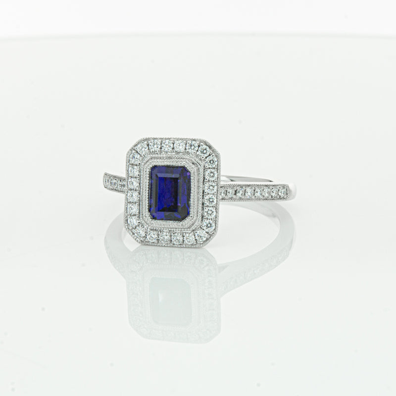 18ct White Gold Sapphire & Diamond Ring-Ring-Walker & Hall