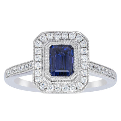 18ct White Gold Sapphire & Diamond Ring-Ring-Walker & Hall
