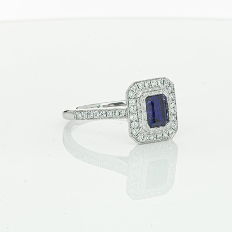 18ct White Gold Sapphire & Diamond Ring-Ring-Walker & Hall
