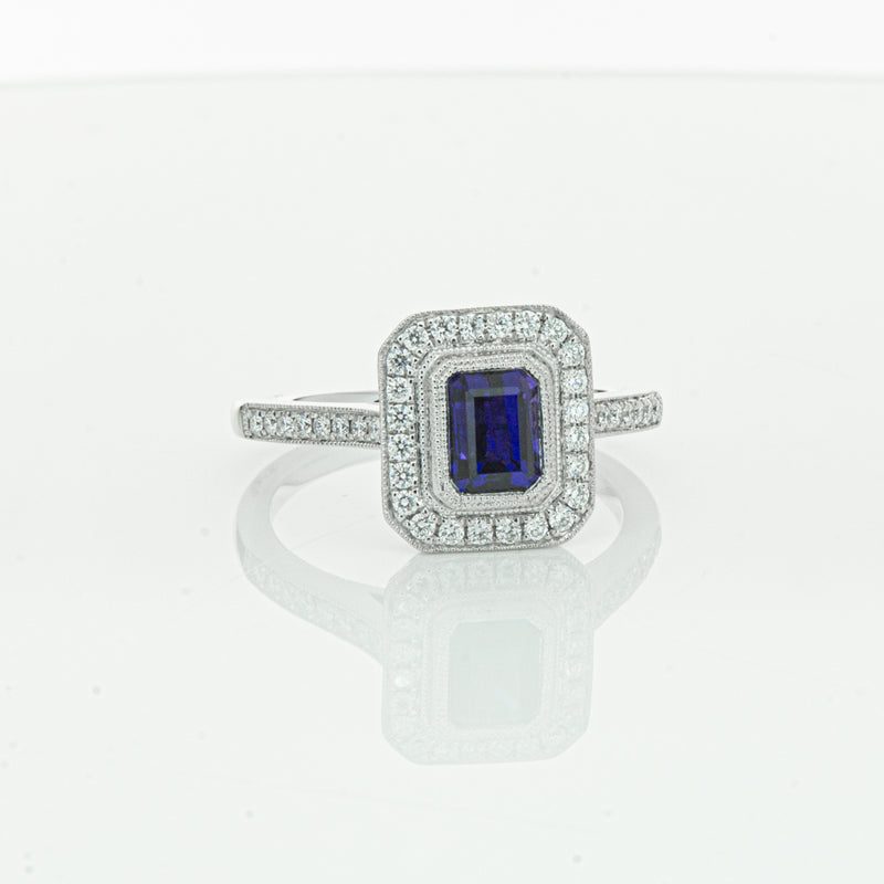 18ct White Gold Sapphire & Diamond Ring-Ring-Walker & Hall