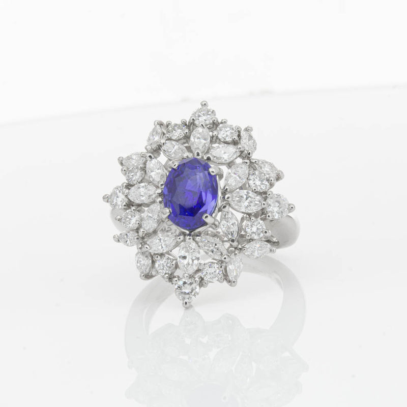 Deja Vu Platinum 2.11ct Sapphire & Diamond Ring-Ring-Walker & Hall