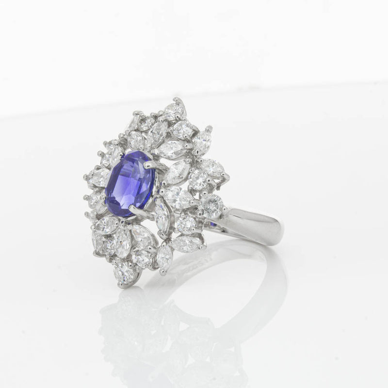 Deja Vu Platinum 2.11ct Sapphire & Diamond Ring-Ring-Walker & Hall