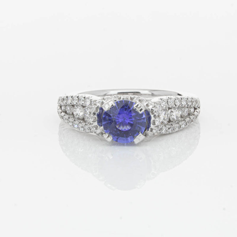 18ct White Gold 1.00ct Sapphire & Diamond Ring-Ring-Walker & Hall