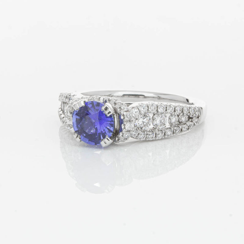18ct White Gold 1.00ct Sapphire & Diamond Ring-Ring-Walker & Hall