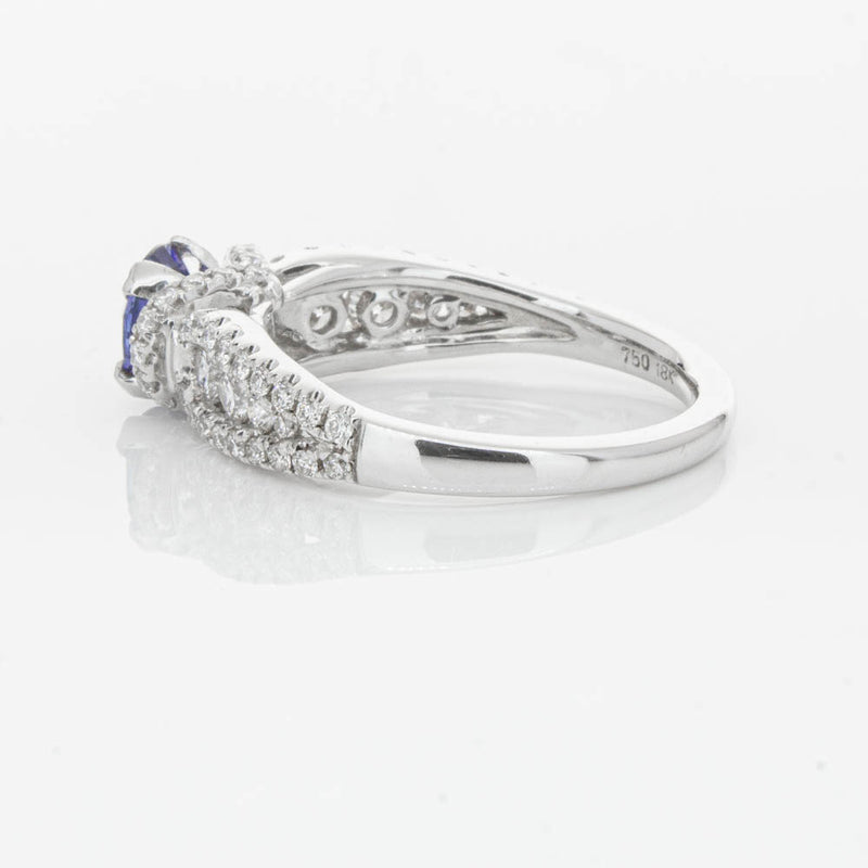 18ct White Gold 1.00ct Sapphire & Diamond Ring-Ring-Walker & Hall