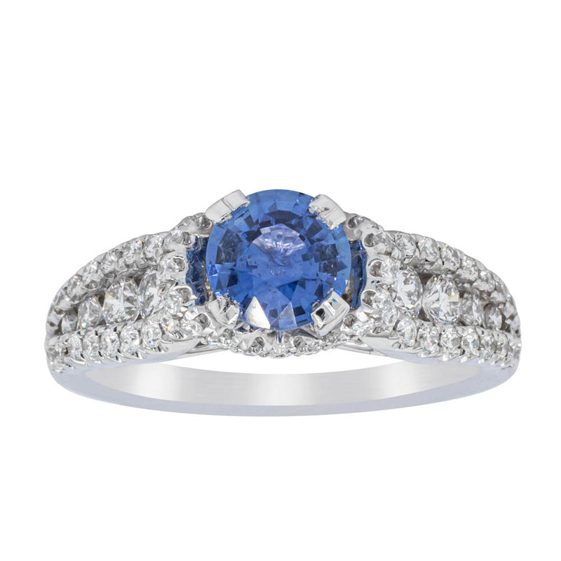 18ct White Gold 1.00ct Sapphire & Diamond Ring-Ring-Walker & Hall