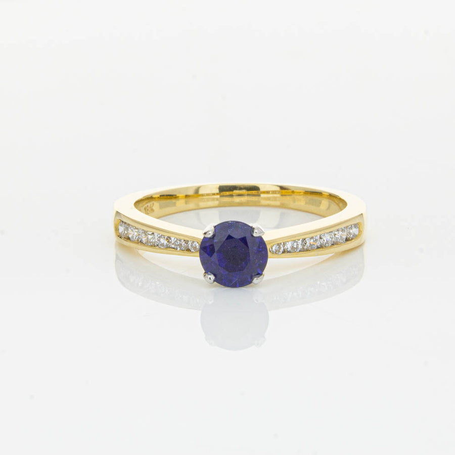 18ct Yellow Gold .72ct Sapphire & Diamond Ring-Ring-Walker & Hall