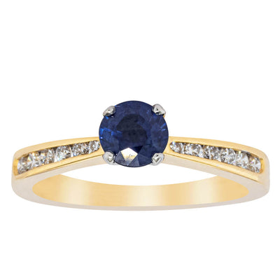18ct Yellow Gold .72ct Sapphire & Diamond Ring-Ring-Walker & Hall