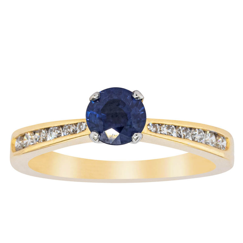 18ct Yellow Gold .72ct Sapphire & Diamond Ring-Ring-Walker & Hall