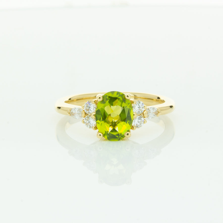 18ct Yellow Gold Peridot & Diamond Oriana Ring-Ring-Walker & Hall