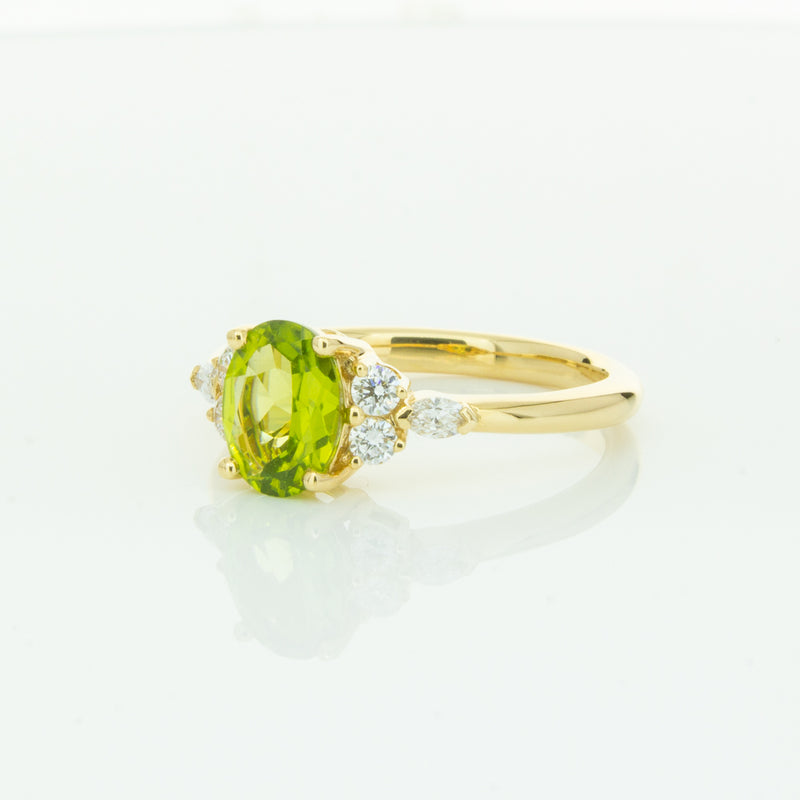 18ct Yellow Gold Peridot & Diamond Oriana Ring-Ring-Walker & Hall