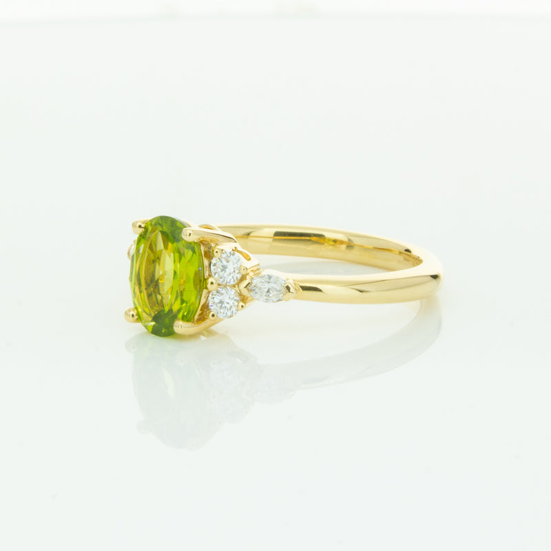 18ct Yellow Gold Peridot & Diamond Oriana Ring-Ring-Walker & Hall