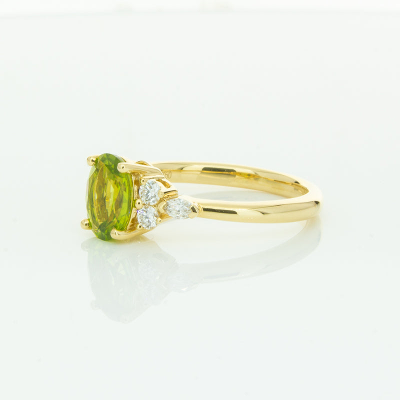 18ct Yellow Gold Peridot & Diamond Oriana Ring-Ring-Walker & Hall