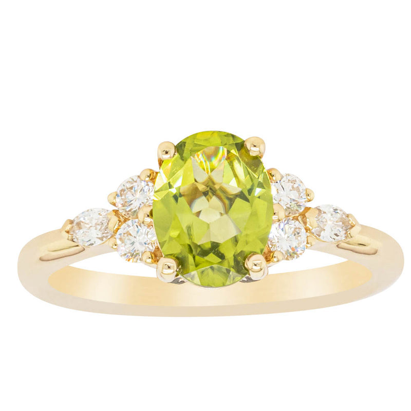 18ct Yellow Gold Peridot & Diamond Oriana Ring-Ring-Walker & Hall