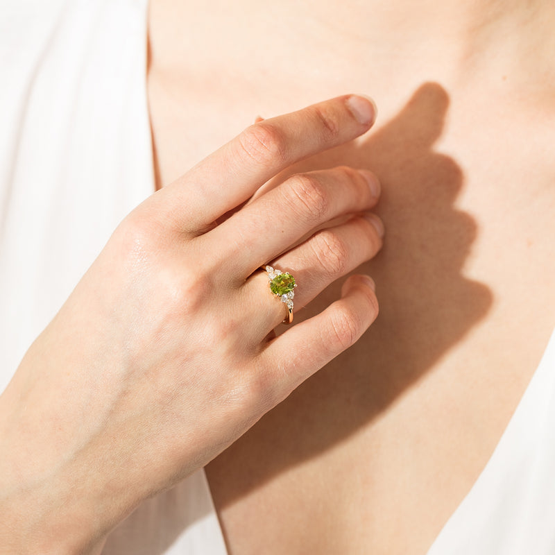 18ct Yellow Gold Peridot & Diamond Oriana Ring-Ring-Walker & Hall