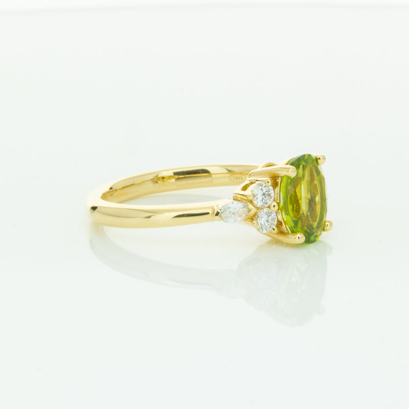 18ct Yellow Gold Peridot & Diamond Oriana Ring-Ring-Walker & Hall