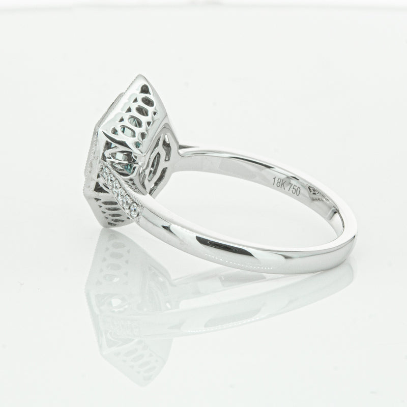 18ct White Gold Aquamarine & Diamond Ring-Ring-Walker & Hall