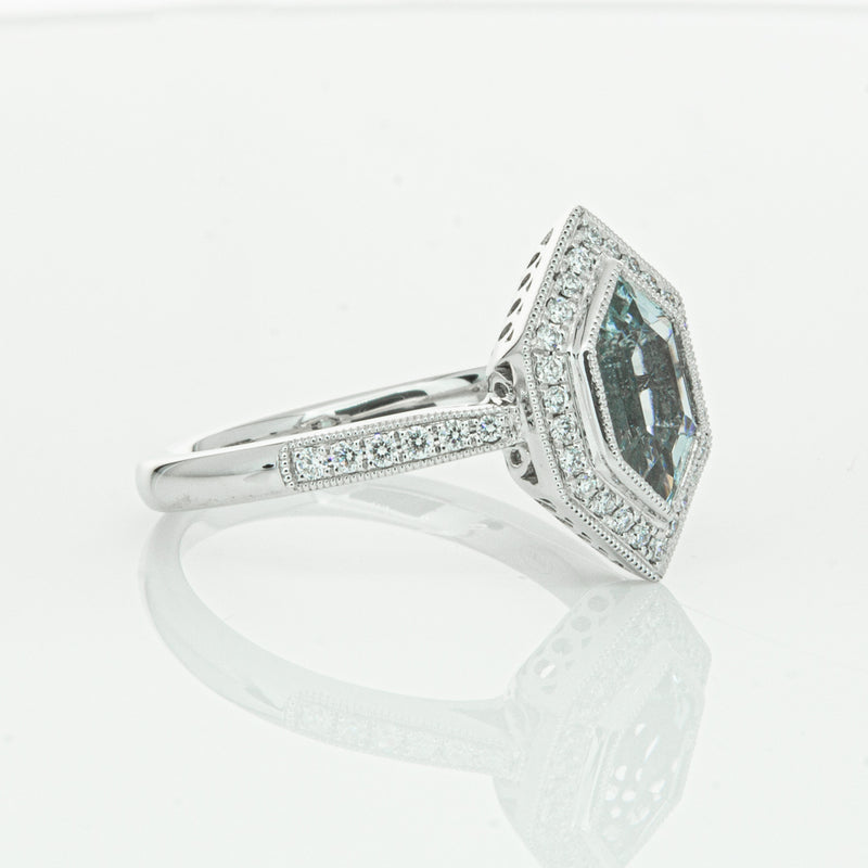 18ct White Gold Aquamarine & Diamond Ring-Ring-Walker & Hall