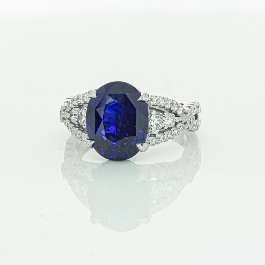 18ct White Gold Sapphire & Diamond Ring-Ring-Walker & Hall