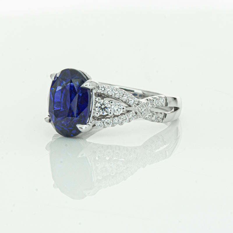 18ct White Gold Sapphire & Diamond Ring-Ring-Walker & Hall