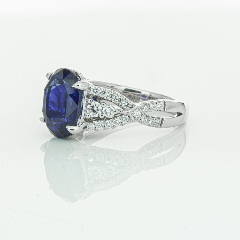 18ct White Gold Sapphire & Diamond Ring-Ring-Walker & Hall