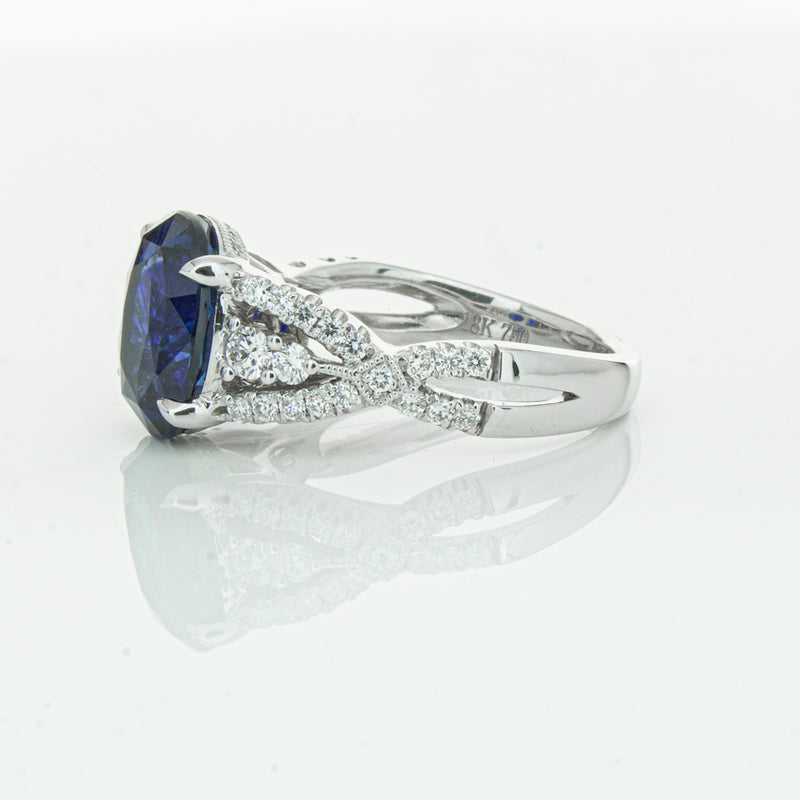 18ct White Gold Sapphire & Diamond Ring-Ring-Walker & Hall