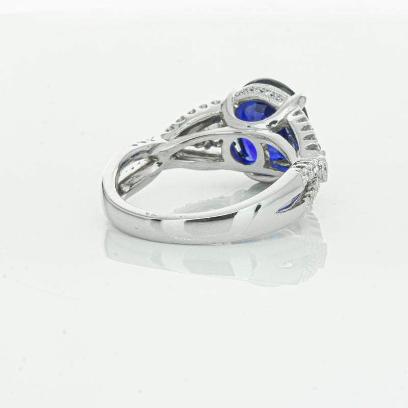 18ct White Gold Sapphire & Diamond Ring-Ring-Walker & Hall
