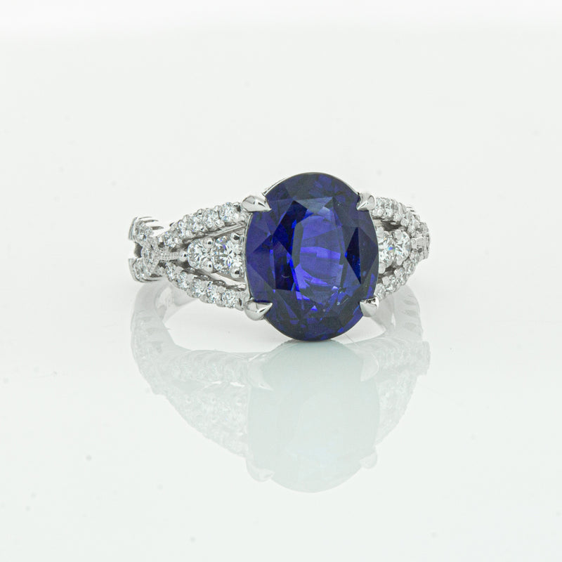 18ct White Gold Sapphire & Diamond Ring-Ring-Walker & Hall