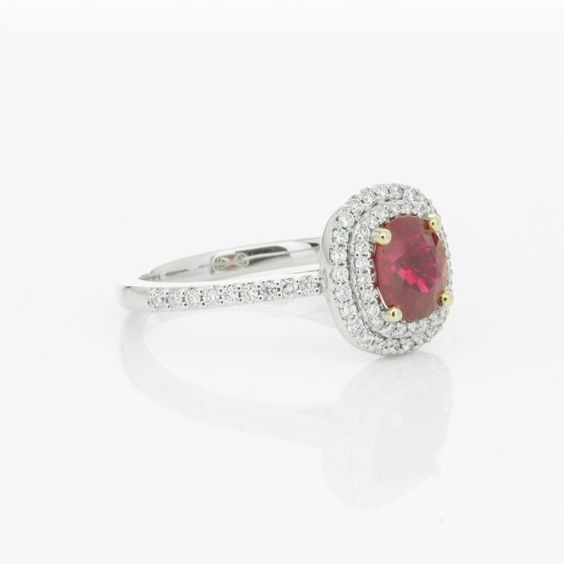 18ct White Gold 1.35ct Ruby & Diamond Rosa Ring-Ring-Walker & Hall