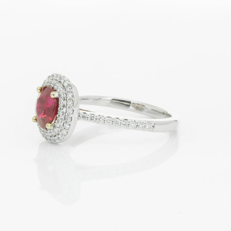 18ct White Gold 1.35ct Ruby & Diamond Rosa Ring-Ring-Walker & Hall