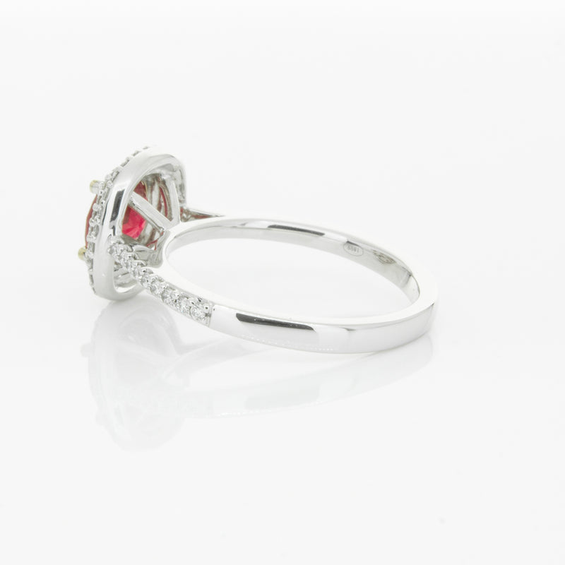 18ct White Gold 1.35ct Ruby & Diamond Rosa Ring-Ring-Walker & Hall