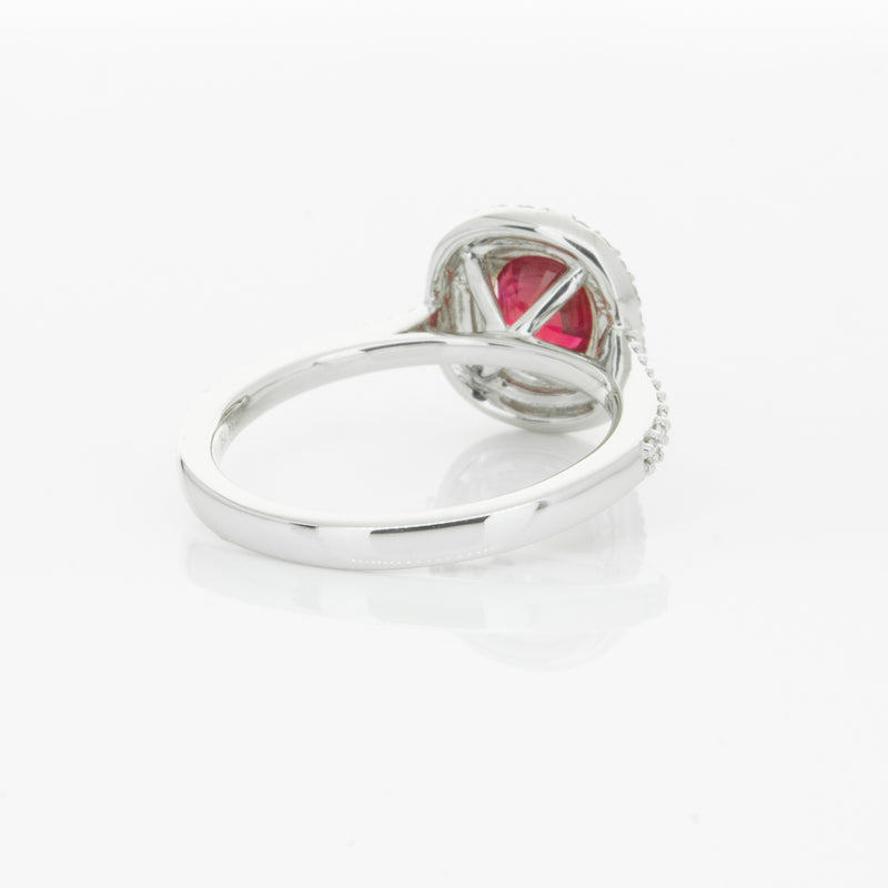 18ct White Gold 1.35ct Ruby & Diamond Rosa Ring-Ring-Walker & Hall