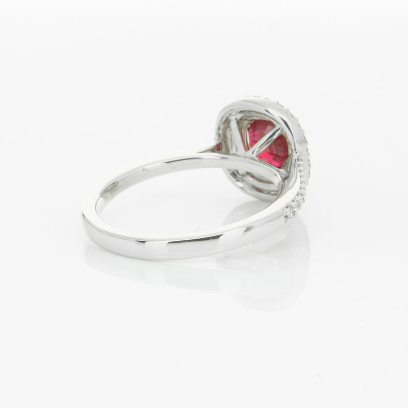 18ct White Gold 1.35ct Ruby & Diamond Rosa Ring-Ring-Walker & Hall