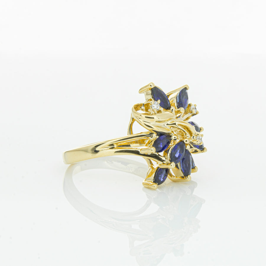 18ct Yellow Gold Sapphire & Diamond Ring-Ring-Walker & Hall