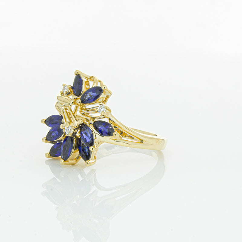 18ct Yellow Gold Sapphire & Diamond Ring-Ring-Walker & Hall