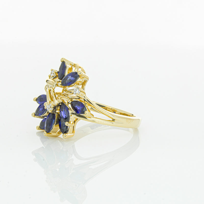18ct Yellow Gold Sapphire & Diamond Ring-Ring-Walker & Hall