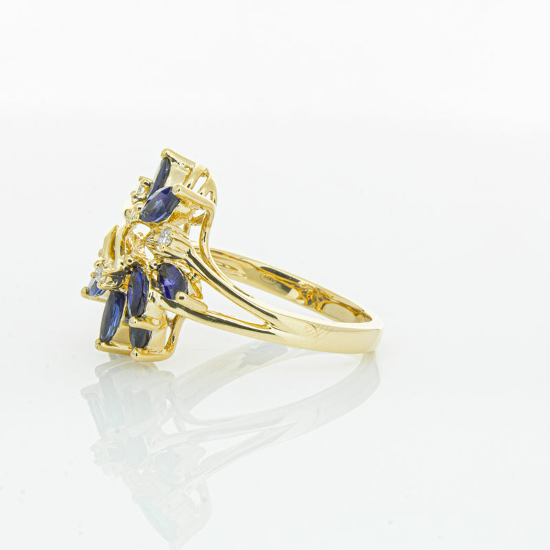 18ct Yellow Gold Sapphire & Diamond Ring-Ring-Walker & Hall