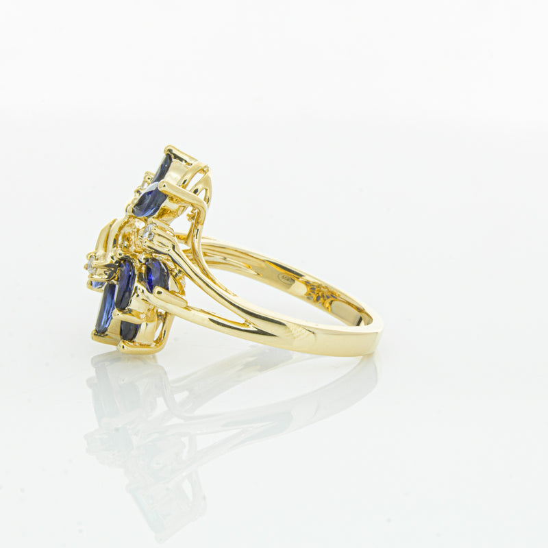 18ct Yellow Gold Sapphire & Diamond Ring-Ring-Walker & Hall