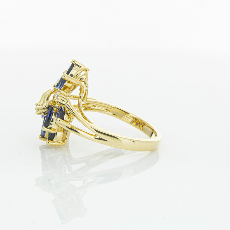 18ct Yellow Gold Sapphire & Diamond Ring-Ring-Walker & Hall